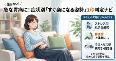 薬がない急な胃痛に！症状別「すぐ楽になる姿勢」1秒判定ナビ