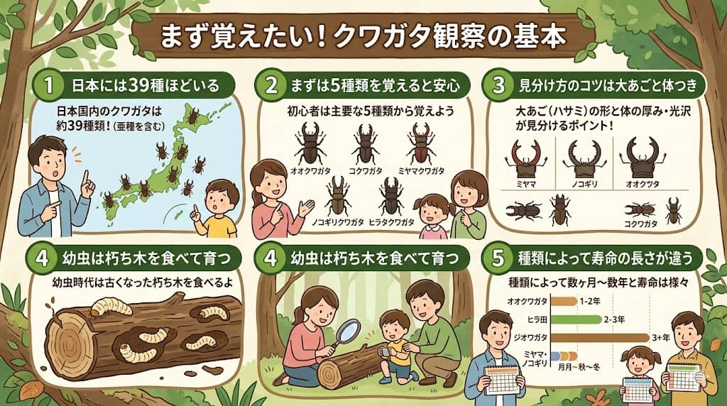 親子のクワガタ観察で覚えたい5つのポイント