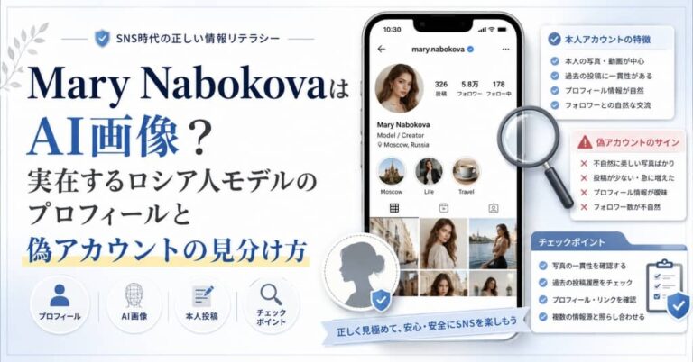 Mary NabokovaはAI画像？実在するロシア人モデルのプロフィールと偽アカウントの見分け方