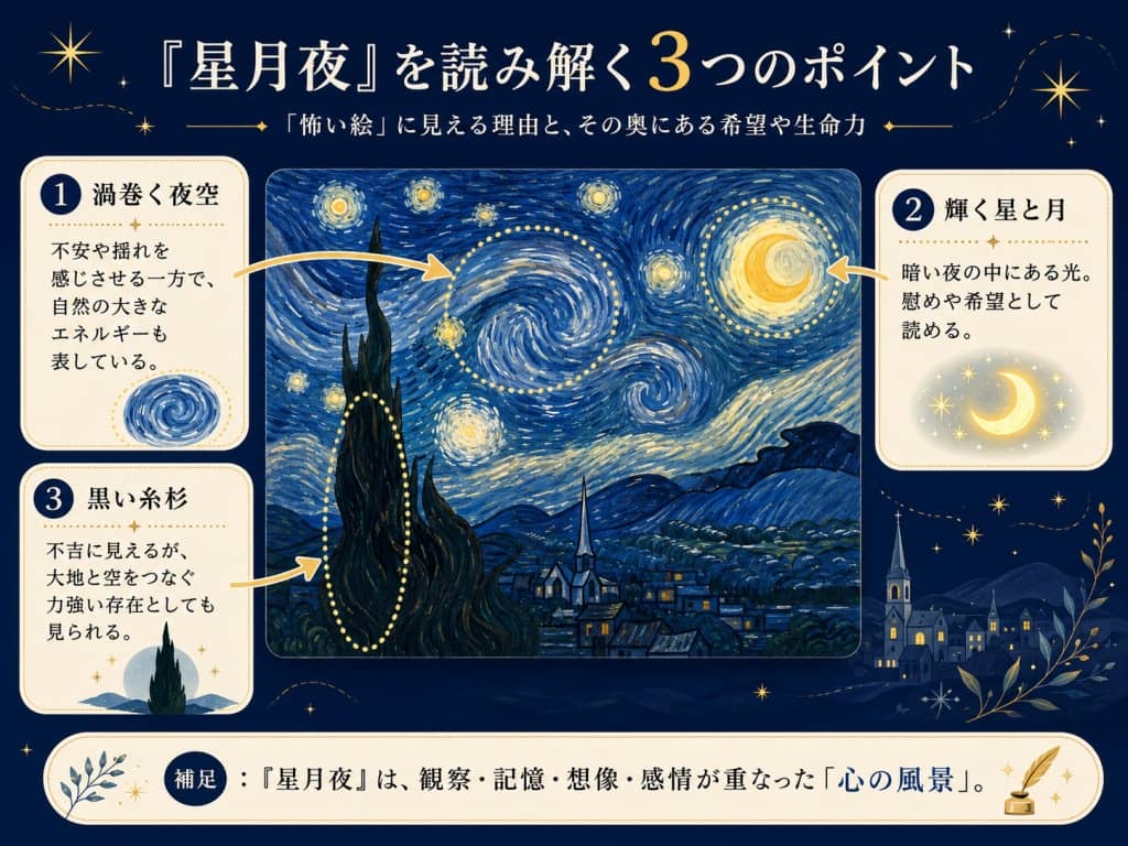 『星月夜』が「怖い絵」から「希望の絵」に見えてくる鑑賞ポイント