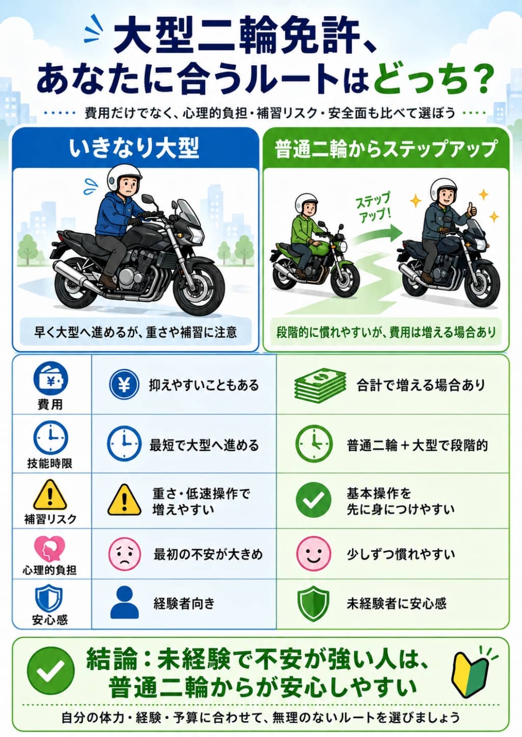 いきなり大型とステップアップの比較