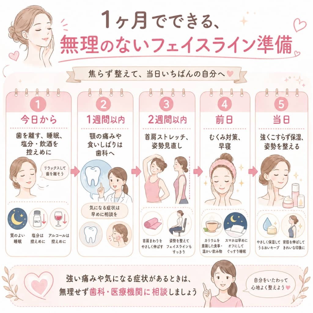 イベント前1ヶ月の安全なフェイスラインケア