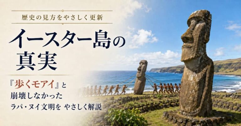 イースター島の真実｜「歩くモアイ」と崩壊しなかったラパ・ヌイ文明をやさしく解説