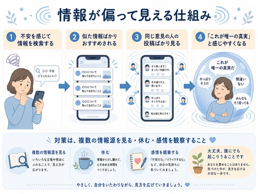 エコーチェンバーと確証バイアスのやさしい図解