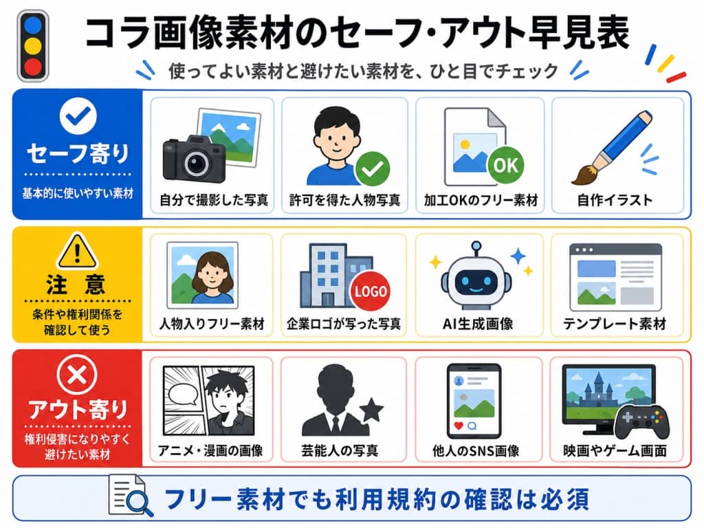コラ画像に使える素材・避けたい素材の早見表