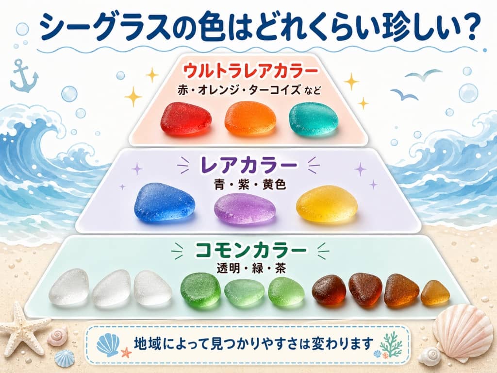 シーグラスの色別レア度ピラミッド