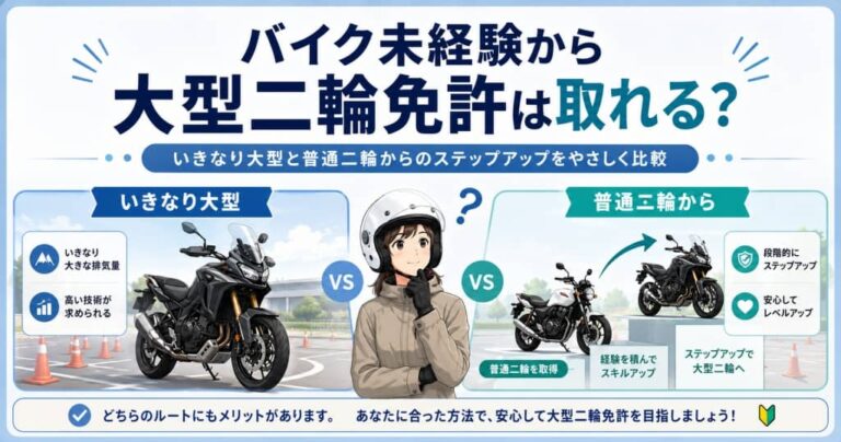 バイク未経験から大型二輪免許は取れる？いきなり大型と普通二輪からのステップアップをやさしく比較