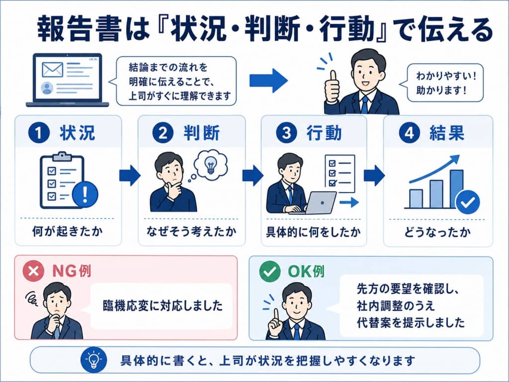 上司に伝わる報告の3点セット