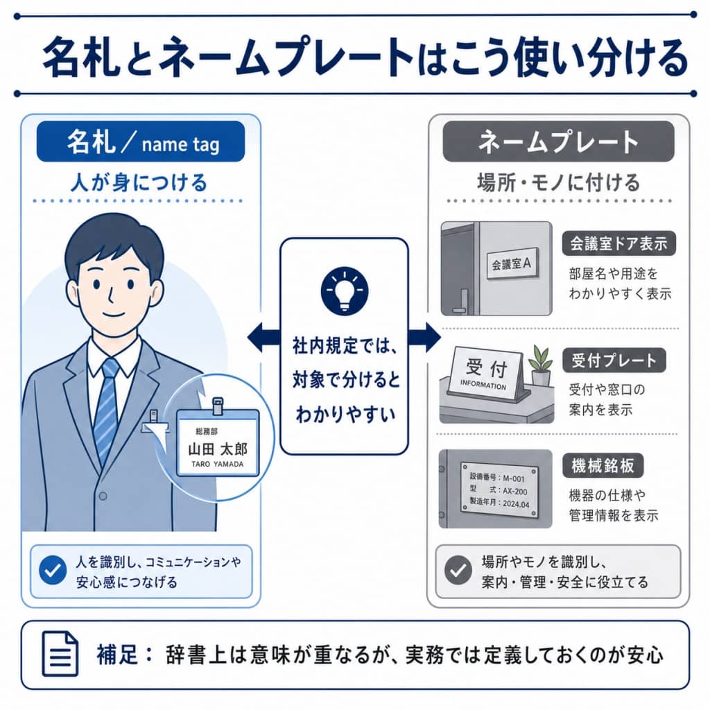 名札とネームプレートの使い分け図解