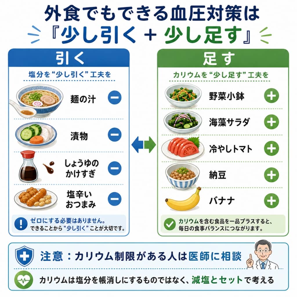 外食派のための減塩とカリウムの考え方