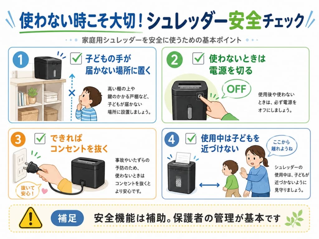 子どもがいる家庭のシュレッダー安全チェック