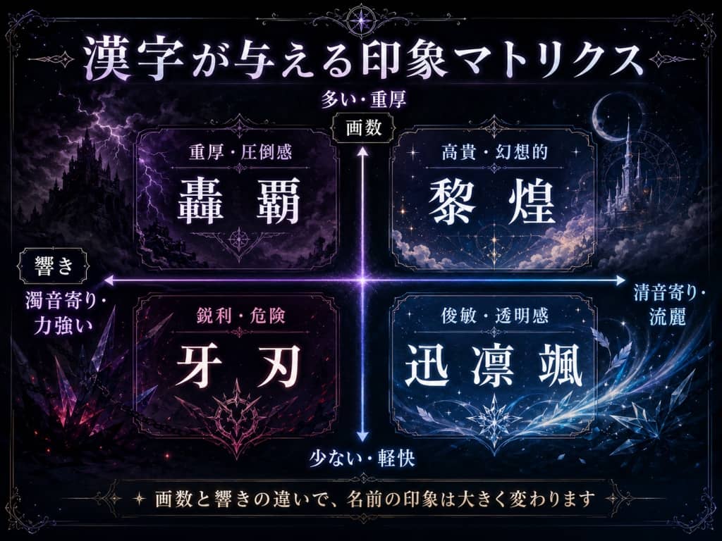 漢字が与える印象のマトリクス図