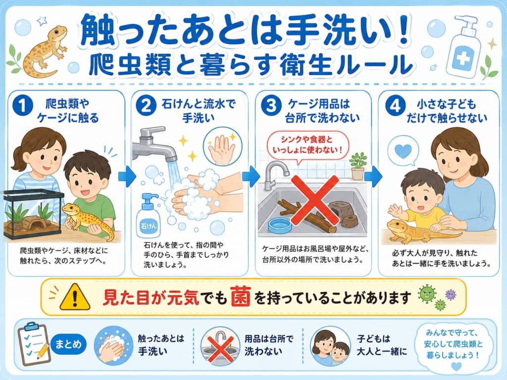 爬虫類と暮らす家庭の手洗い・衛生ルール