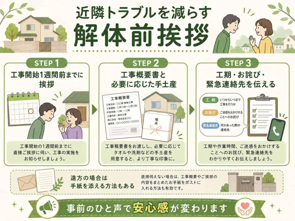 解体工事前の近隣挨拶3ステップ