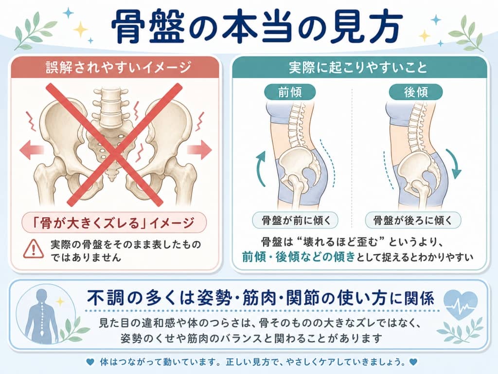 骨盤は「壊れるほど歪む」のではなく「傾き」が起こる図解