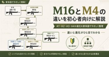 M16とM4の違いを初心者向けに解説｜A1・A2・A3・A4の進化を家系図でやさしく整理