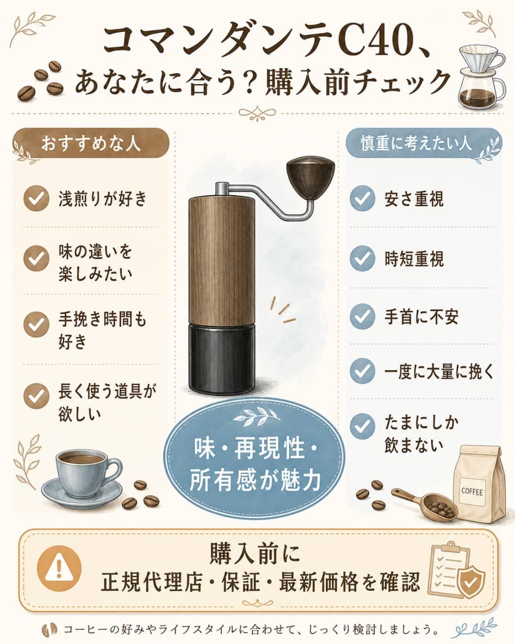 コマンダンテC40が向いている人・向いていない人の比較図