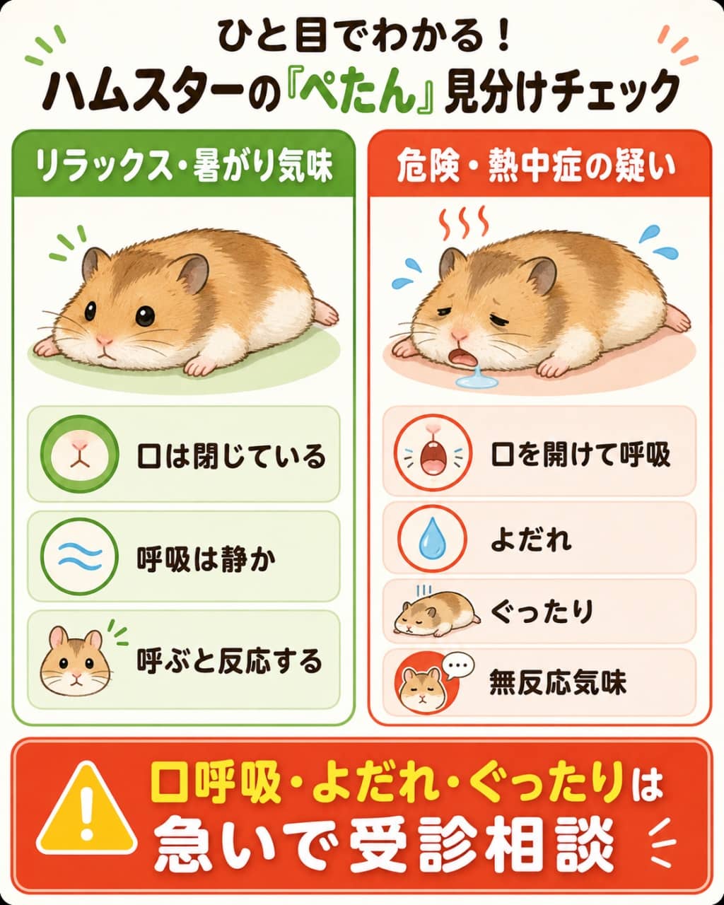リラックス状態と熱中症サインの比較図