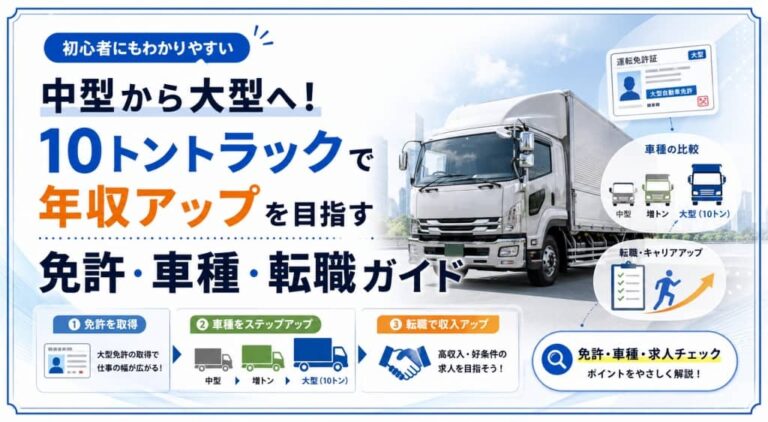 中型から大型へ！10トントラックで年収アップを目指す免許・車種・転職ガイド