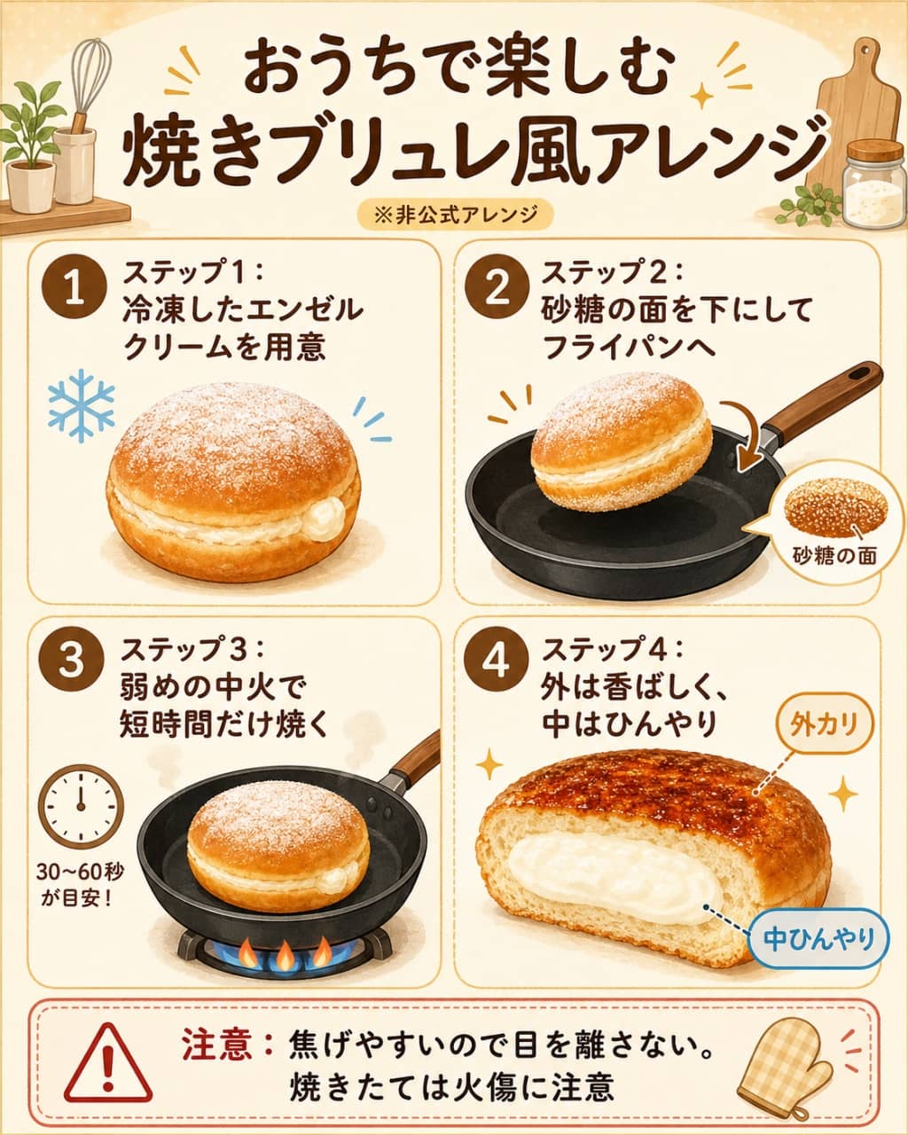 冷凍エンゼルクリームの焼きブリュレ風アレンジ