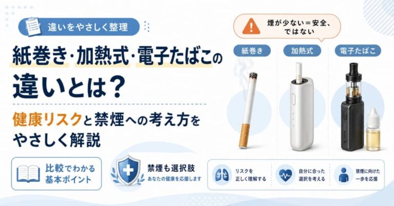 紙巻き・加熱式・電子たばこの違いとは？健康リスクと禁煙への考え方をやさしく解説