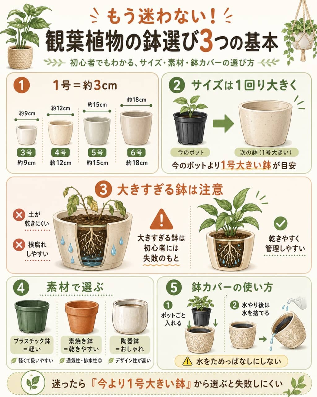 観葉植物初心者向け・失敗しにくい鉢選びガイド