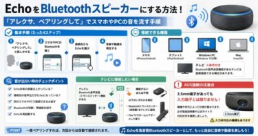 EchoをBluetoothスピーカーにする方法！「アレクサ、ペアリングして」でスマホやPCの音を流す手順