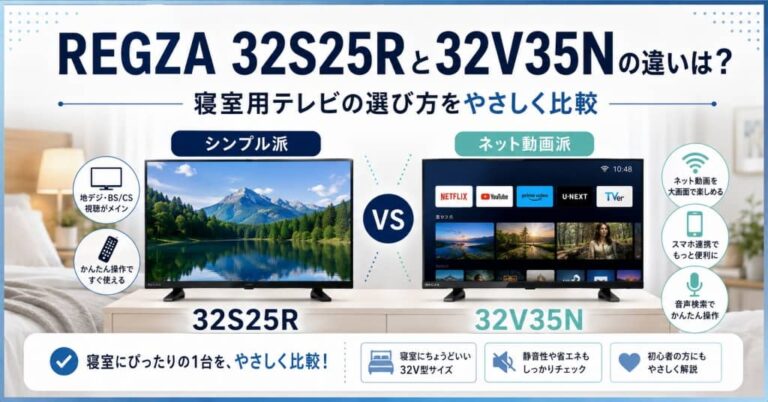 REGZA 32S25Rと32V35Nの違いは？寝室用テレビの選び方をやさしく比較