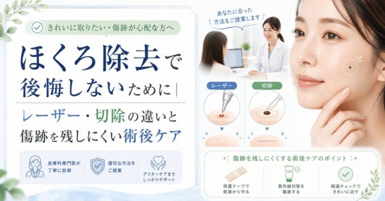 ほくろ除去で後悔しないために｜レーザー・切除の違いと傷跡を残しにくい術後ケア