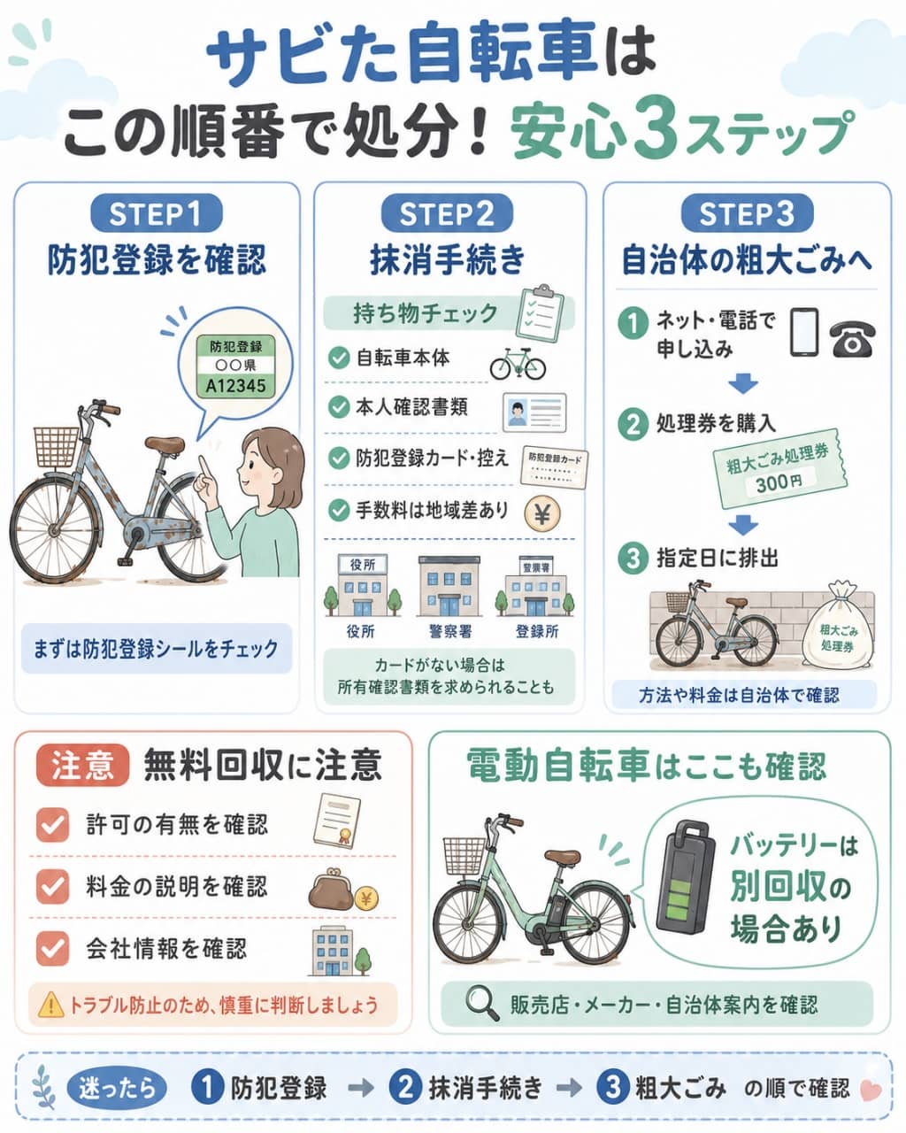 サビた自転車を安全に処分する手順