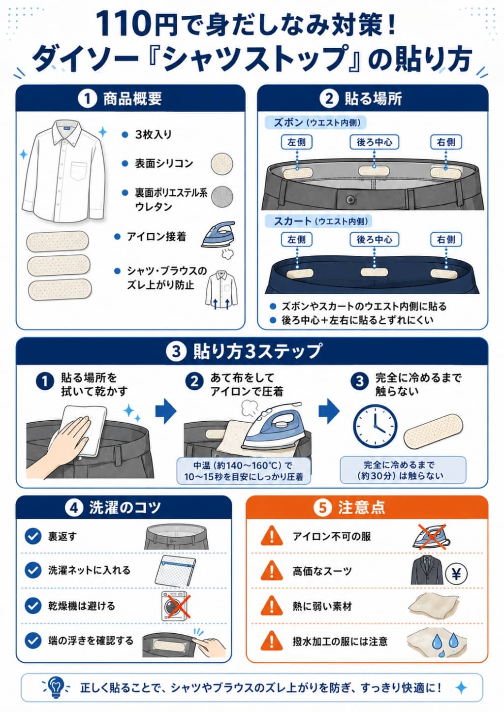 ダイソー「シャツストップ」の使い方と失敗しにくい貼り方図解