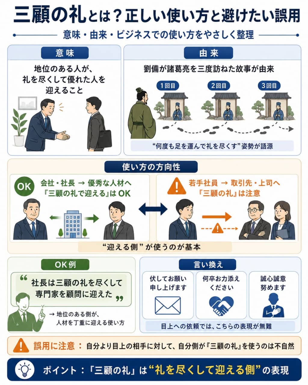 三顧の礼の意味・由来・ビジネスでの使い方