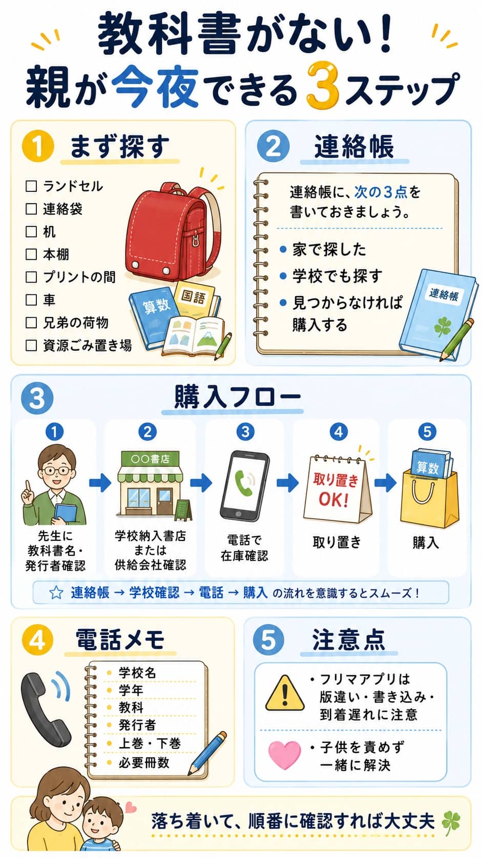 子供が教科書をなくした時の連絡帳と購入ルート図解