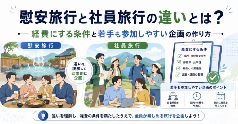 慰安旅行と社員旅行の違いとは？経費にする条件と若手も参加しやすい企画の作り方