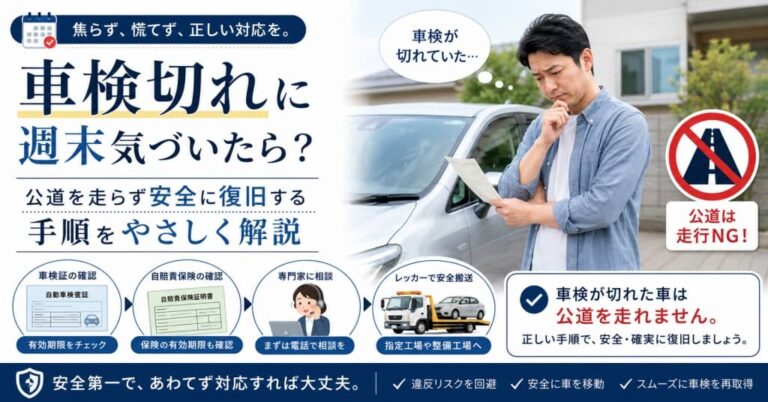 車検切れに週末気づいたら？公道を走らず安全に復旧する手順をやさしく解説