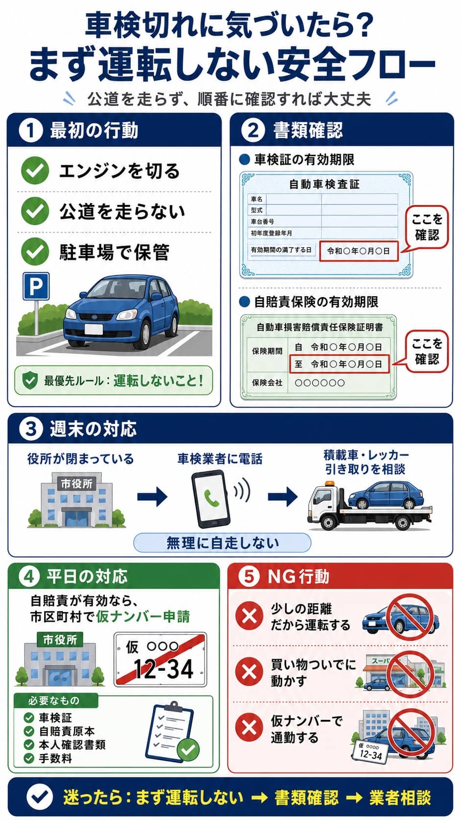 週末に車検切れに気づいたときの安全対応フロー