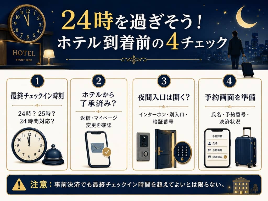 24時を過ぎそう！ホテル到着前の4チェック