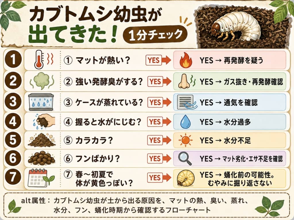 カブトムシ幼虫が出てきた！1分チェック