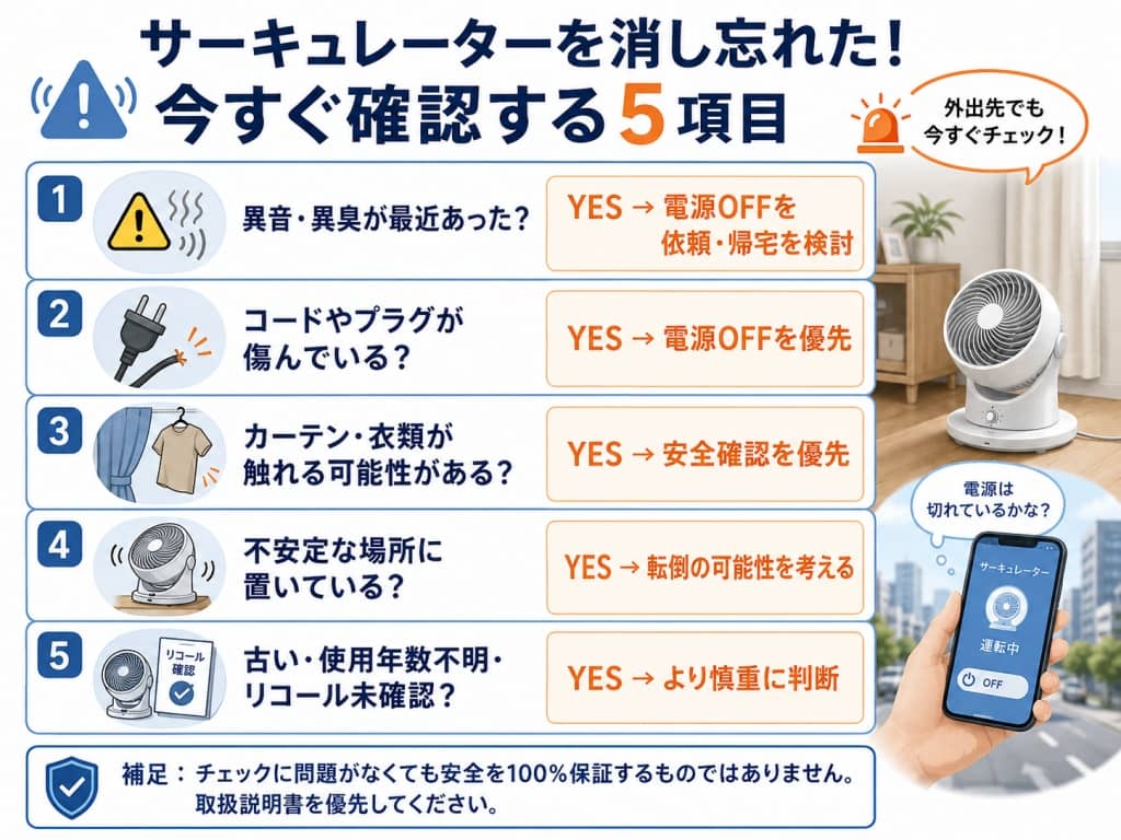 サーキュレーターを消し忘れた！今すぐ確認する5項目