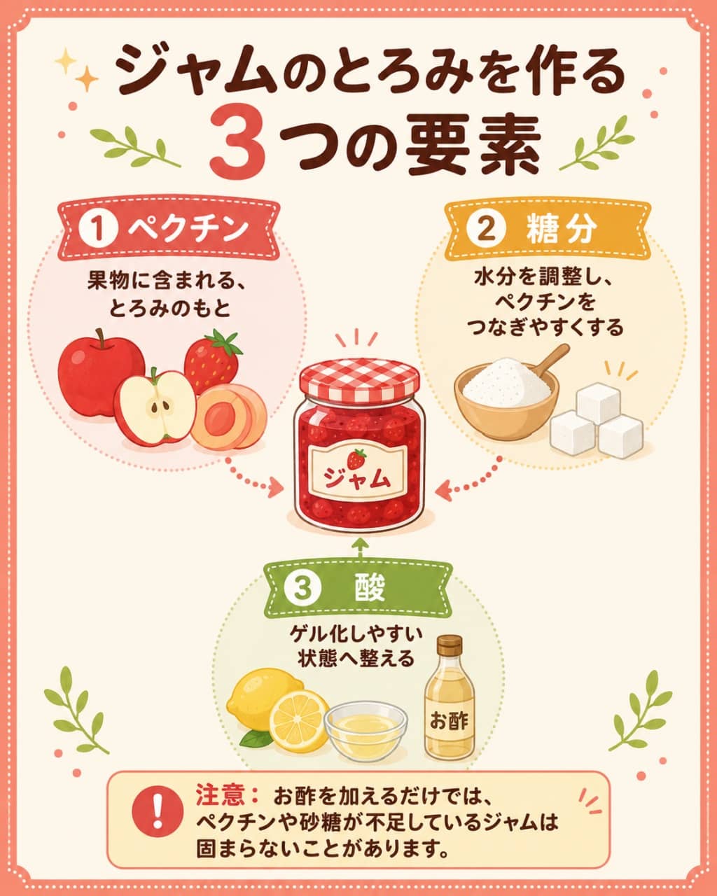 ジャムのとろみを作る3つの要素