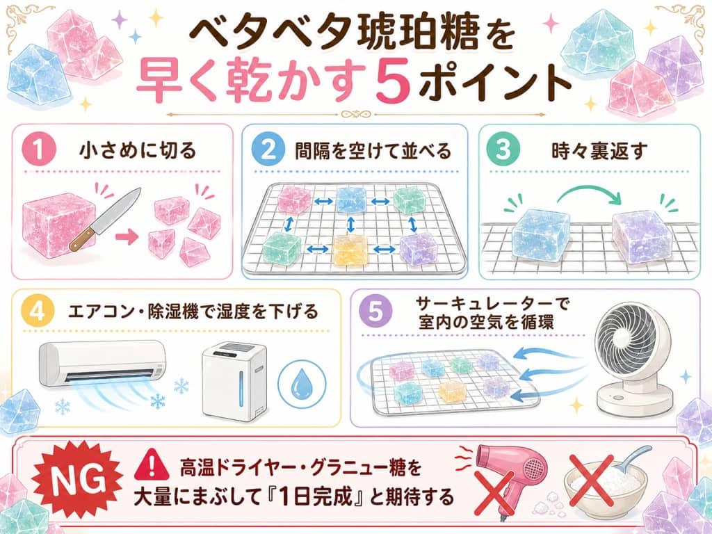 ベタベタ琥珀糖を早く乾かす5ポイント