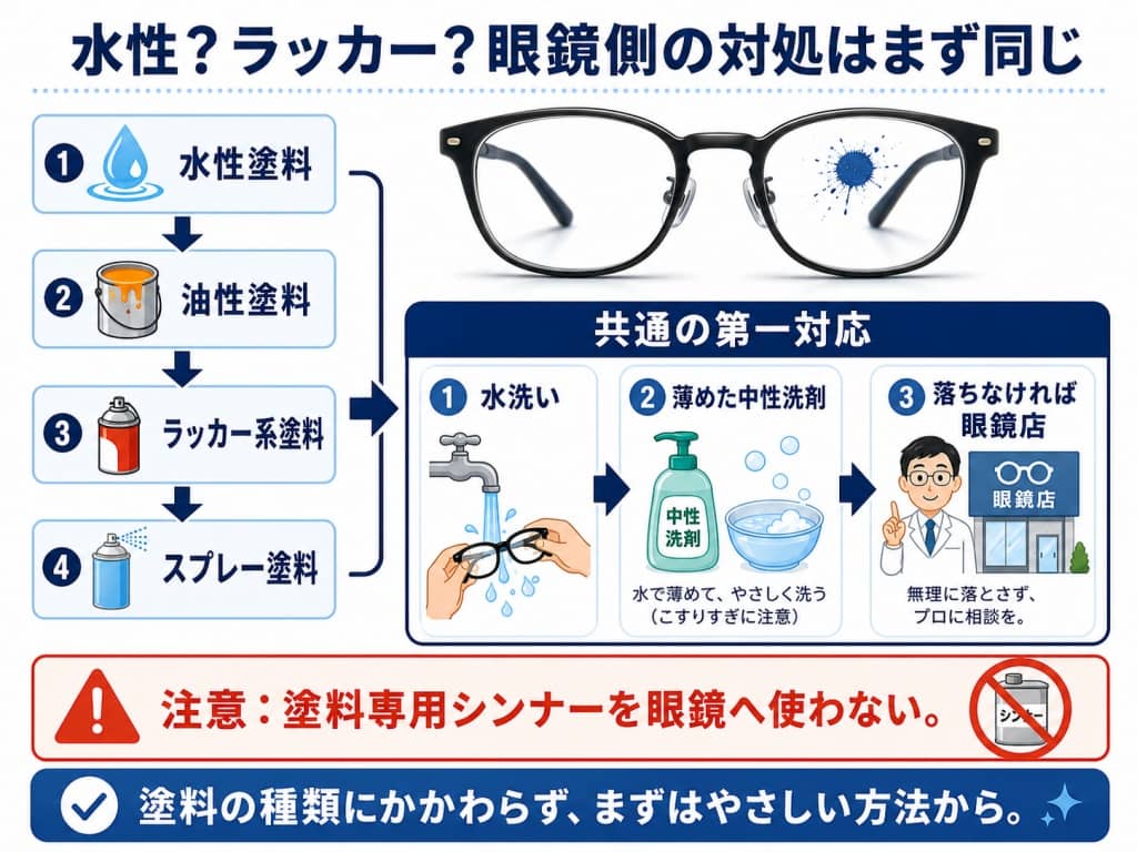 水性？ラッカー？眼鏡側の対処はまず同じ