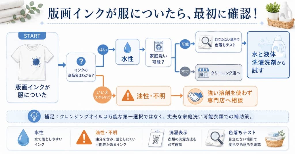 版画インクが服についたら、最初に確認！