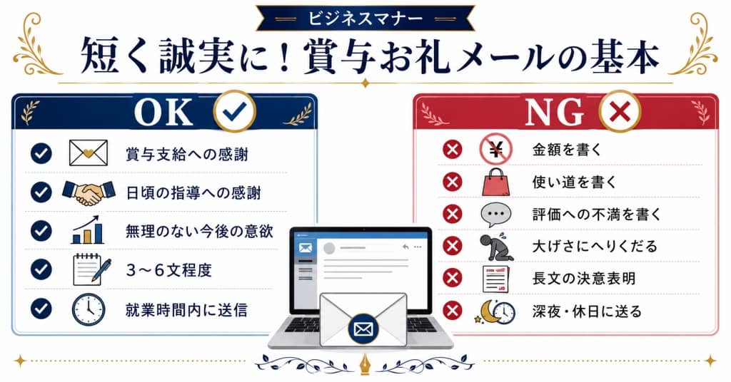 短く誠実に！賞与お礼メールの基本