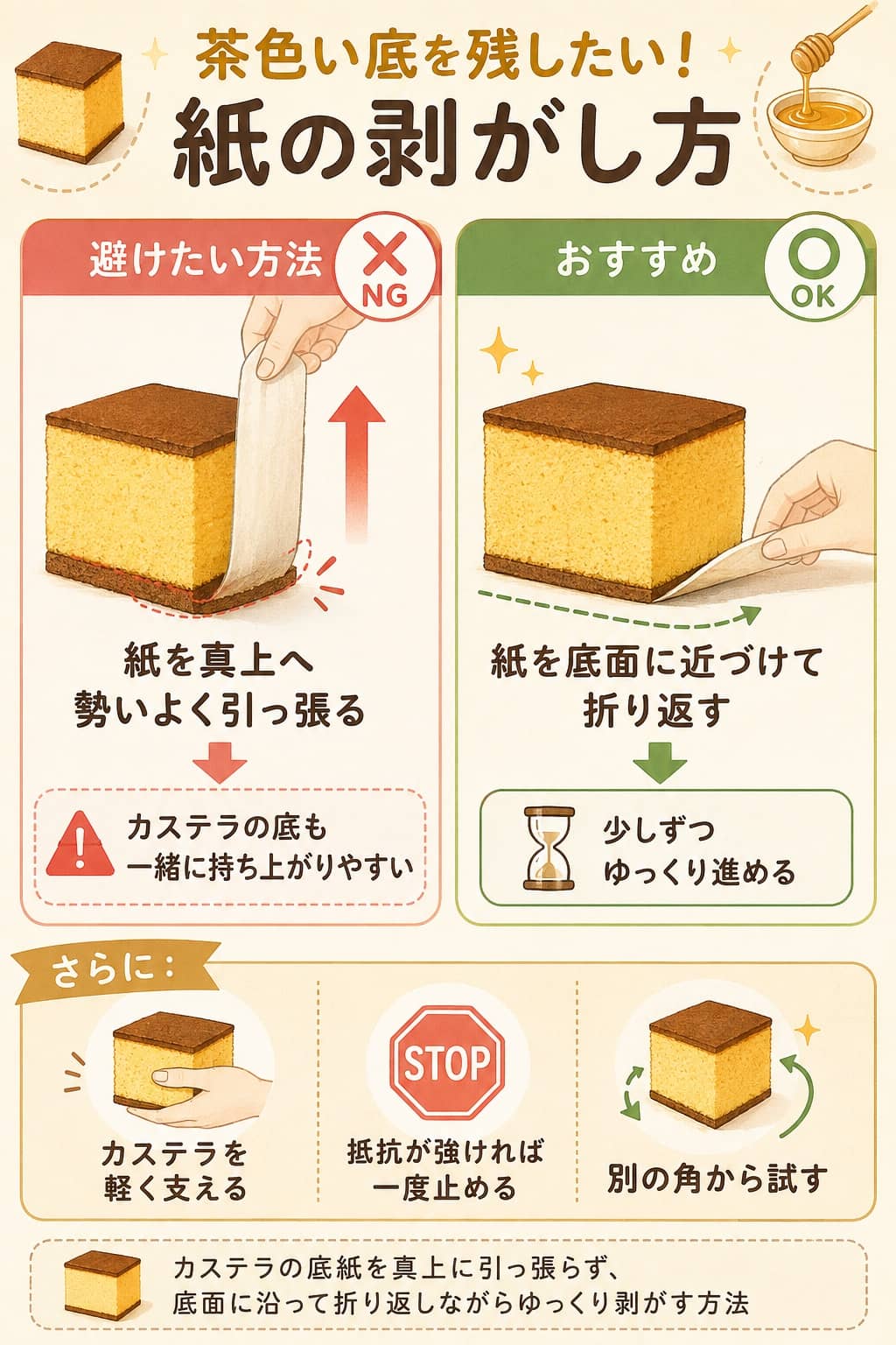 茶色い底を残したい！紙の剥がし方