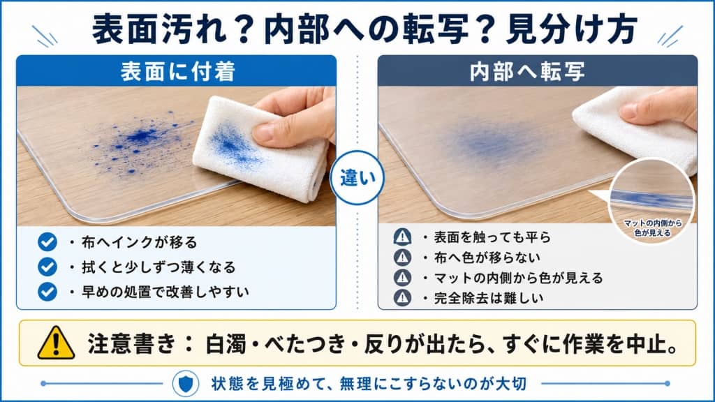 表面汚れ？内部への転写？見分け方