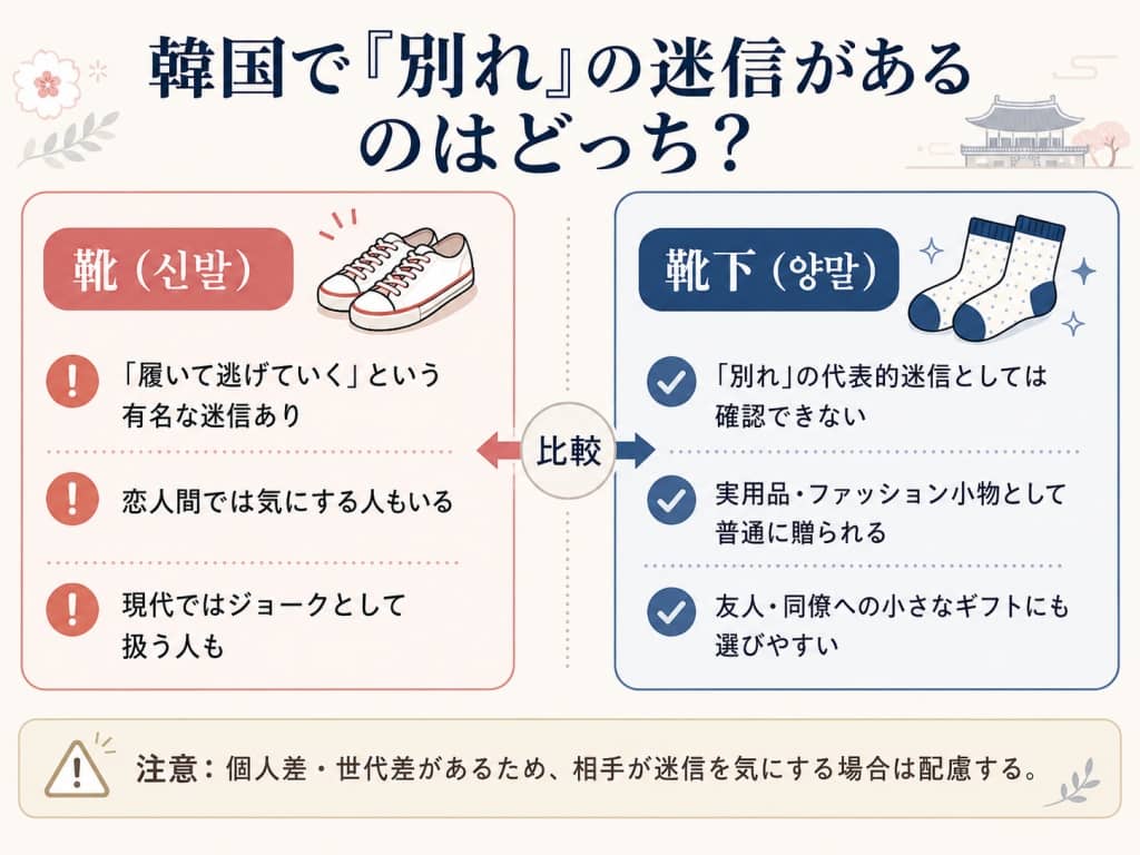 韓国で「別れ」の迷信があるのはどっち？
