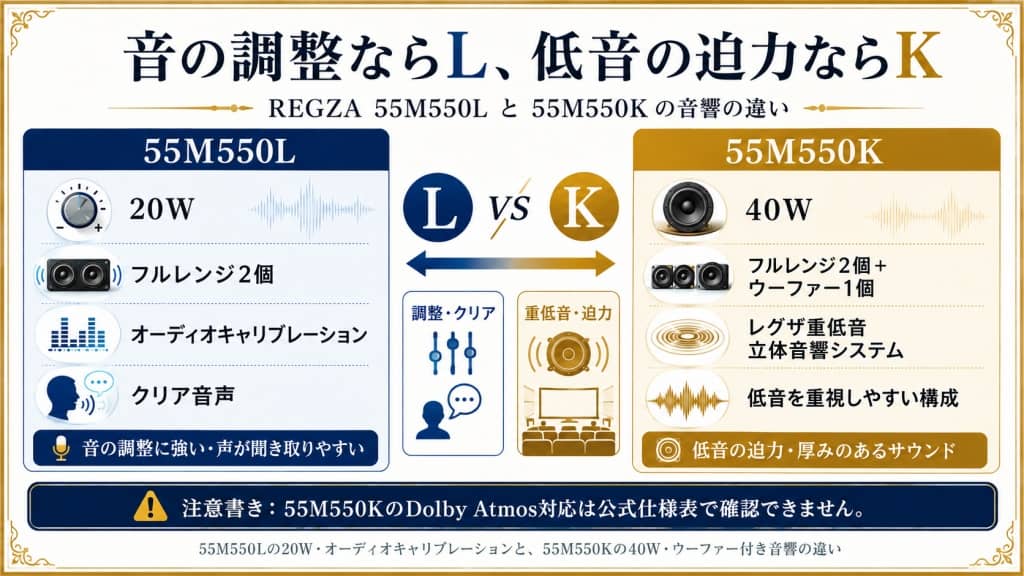 音の調整ならL、低音の迫力ならK