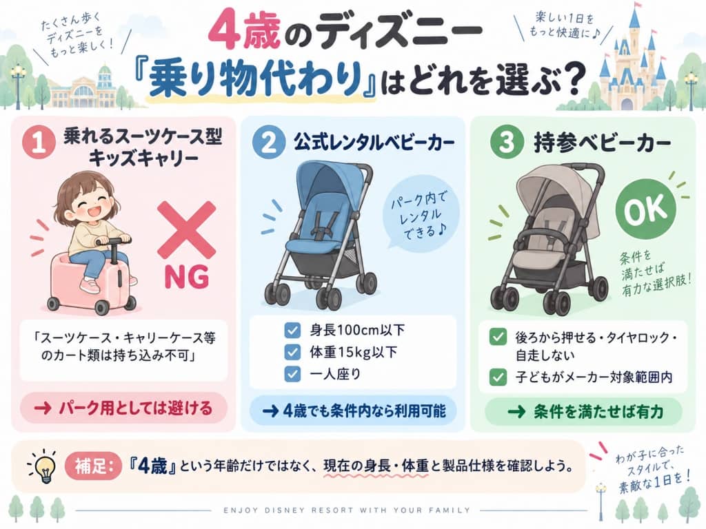 4歳のディズニー「乗り物代わり」はどれを選ぶ？