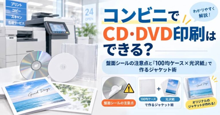 コンビニでCD・DVD印刷はできる？盤面シールの注意点と「100均ケース×光沢紙」で作るジャケット術